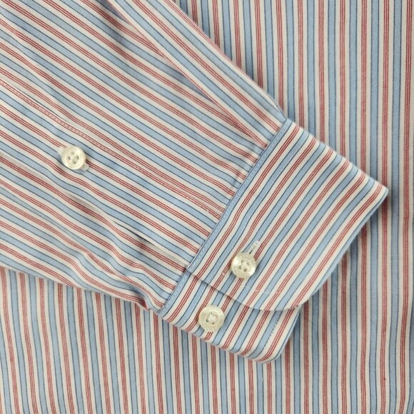 Brooks Brothers Boys XL Shirt Striped Red Blue Button Down Cotton Non Iron Teens - Picture 3 of 13
